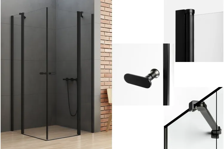 Душова кабіна квадратна NEW SOLEO BLACK 90x90x195 скло clear ACTIVE SHIELD 6мм image 1