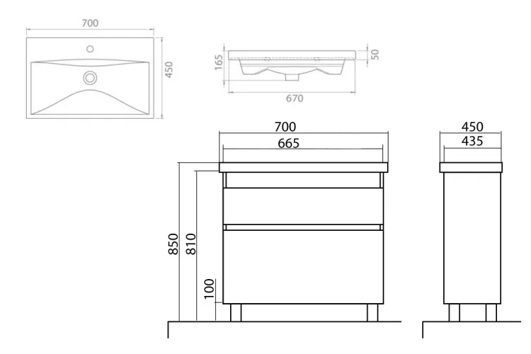 Тумба ЕЛІТ 70 см з умивальником Еліт, білий мат (підлогова) image 4
