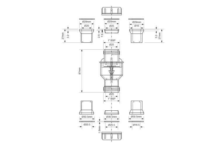 Клапан зворотного потоку води з мембраyою, прозорий d16/20/25мм TUN5-CL-E зображення 3