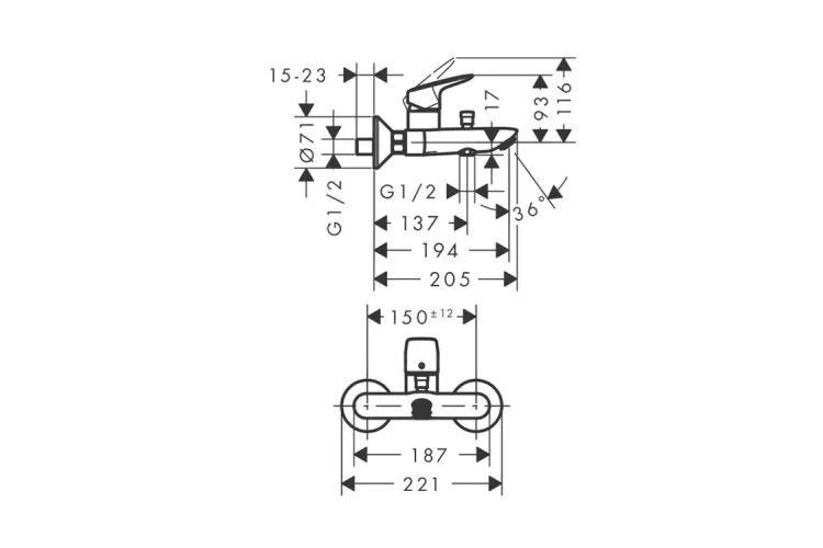 Змішувач Logis для ванни, Matt Black (71400670) image 3