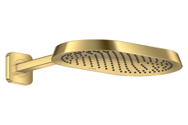 Верхній душ Axor ShowerSphere 370х220 1jet EcoSmart з кронштейном, Polished Gold Optic (39749990) image 1