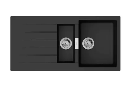 Кухонна мийка S520-F530 1000х500 на дві чаші з полицею Graphiteblack (43357170)