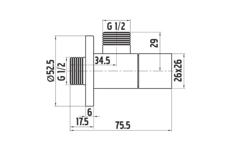 Кран кутовий FERRO QUADRO (1/2Х1/2) Z294 зображення 2