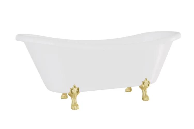 Ванна AMELIA ретро 190х77 з ногами золото, з 2 отворами, без сифону зображення 1