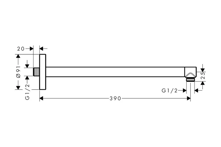 Кронштейн для верхнього душу AXOR 390 мм Brushed Nickel (26431820) image 2