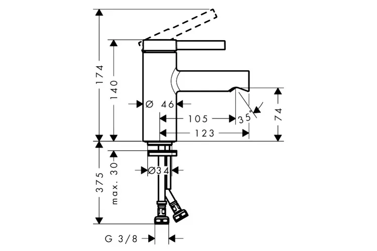 Змішувач Zesis S 70 CoolStart для умивальника з донним клапаном push-open, Chrome (74715000) image 2