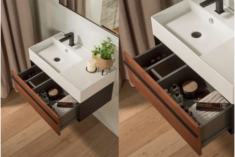 ESSENCE-C, Тумба підвісна, 80см, walnut+matt black (100236888) image 4