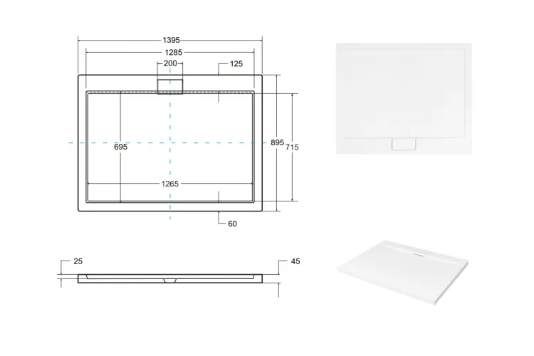 Піддон прямокутний AXIM 140x90х4.5 + сифон image 4