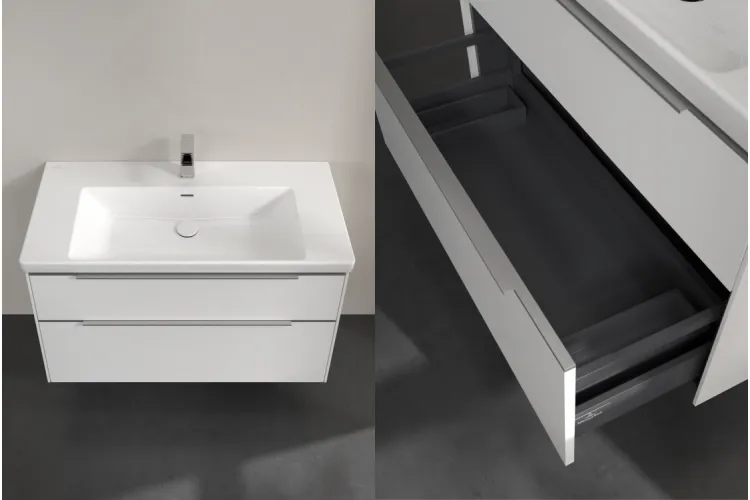 SUBWAY 3.0 Тумба під умивальник 97,3x57,6x46,2 cм Brilliant White, ручки glossy aluminium (C57000VE) зображення 3