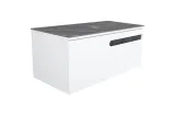 Тумба ОСТІН зі стільницею керамограніт Namibia Black 100 см (консольна), білий мат, без умивальника
