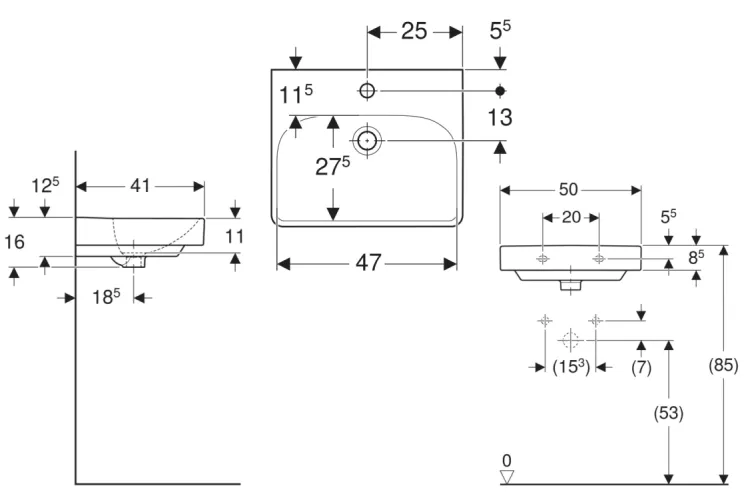 Умивальник SMYLE SQUARE 50 см (500.256.01.1) зображення 3