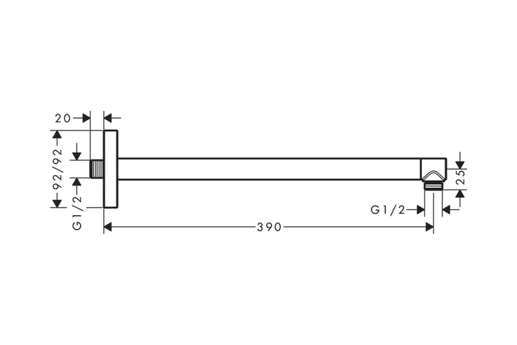Кронштейн для верхнього душу Softsquare 390 мм Polished Black Chrome  (26967330) image 2