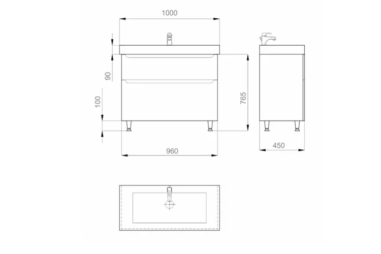 Тумба ERA 100 біла з умивальником САВА, 2F, MV0000908 image 4