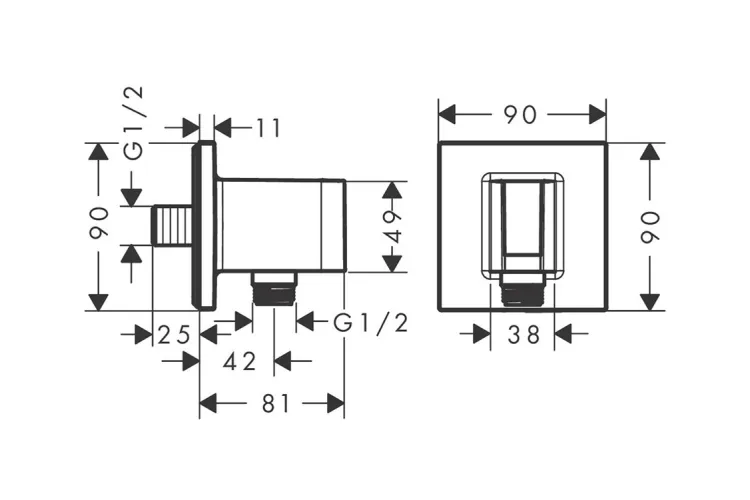 Шлангове під'єднання Fixfit Porter Square з тримачем, Brushed Gold Optic (36734250) image 2