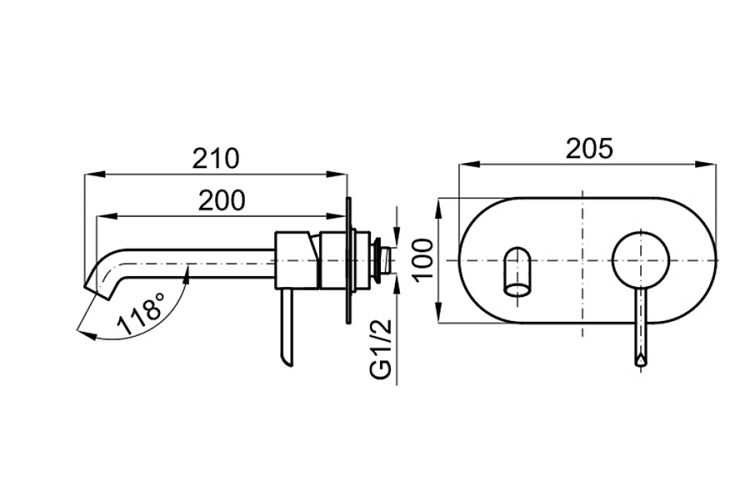 ROUND Зовнішня частина вбудованого змішувача для умивальника без донного клапана, колір - хром (100210548)  image 2