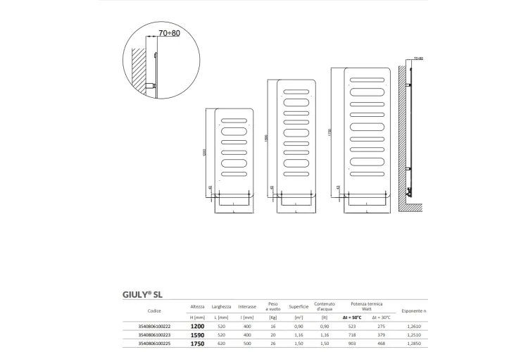 GIULY SL Рушникосушка 1200х520/400 R01 RAL9010 Bianco (3540806100222) зображення 3