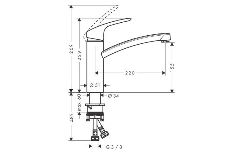 Змішувач Focus 160 кухонний CoolStart, EcoSelection (31816000) зображення 2