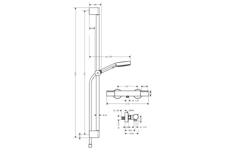 Душовий набір Pulsify Select S 105 3jet 90 см Relaxation EcoSmart with Ecostat Element ( 24271670) зображення 2