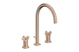 Змішувач Axor Archivio 190 Cross для умивальника на 3 отвори, Brushed Red Gold (34027310)