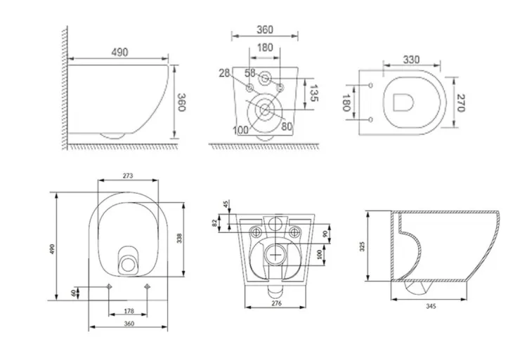 СЕТ C502 Унітаз підвісний DESSE VORTEX + сидіння Slim дюропласт повільного падіння зображення 3