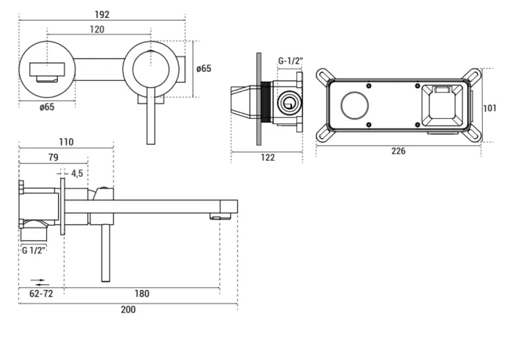 Змішувач до умивальника DECCO чорний мат (прихованого монтажу) image 2