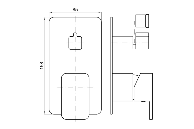 LOUNGE Зовнішня частина вбудованого змішувача для ванни/душу, хромована (100140108)  image 2