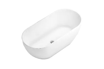 Ванна вільностояча з литого мармуру SENSE 170х80 Gelcoat біла глянцева з сифоном клік-клак