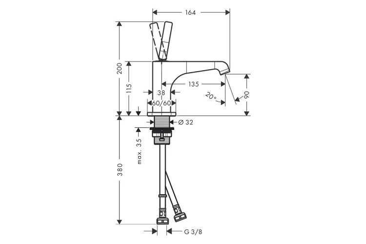Змішувач Axor Citterio E 90 для умивальника, Bruched Black Chrome 36102340 image 2
