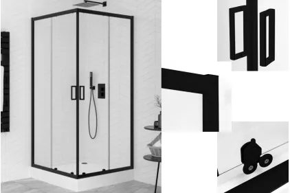 Душова кабіна квадратна SUVIA BLACK 2D 90x90х190 скло clear ACTIVE SHIELD 5мм