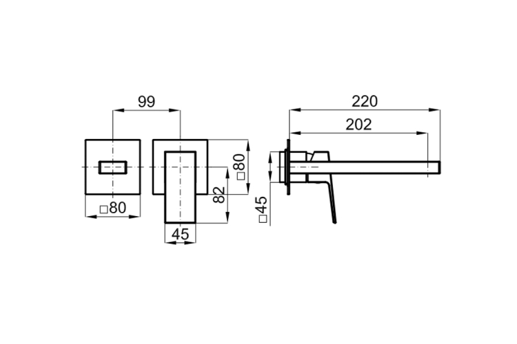 SQUARE Зовнішня частина вбудованого змішувача для умивальника, без донного клапана, брашована мідь (100318258) image 2