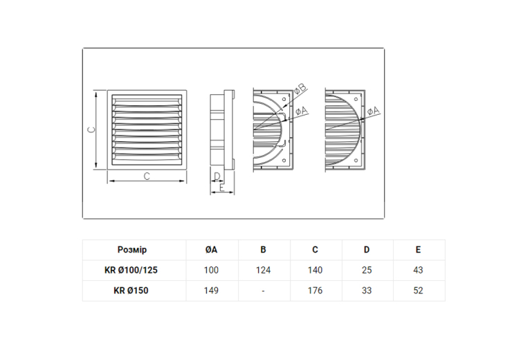 Вентиляційна решітка DOSPEL KR 150 біла зображення 2