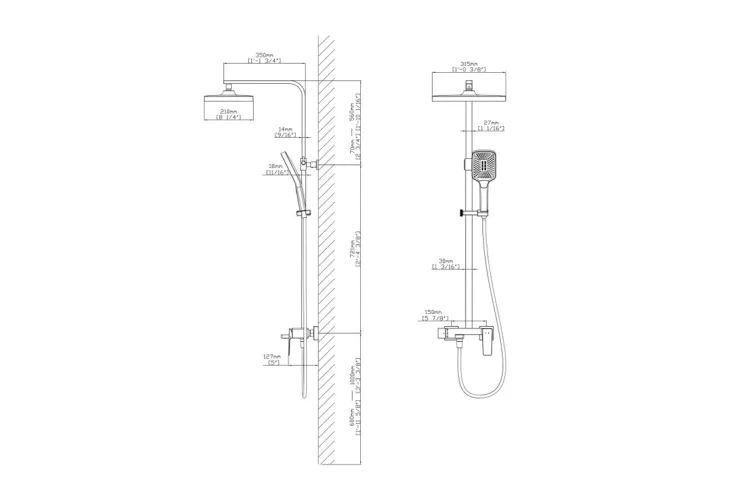 QT Gemini 51103KNC Душова система, Chrome зображення 2