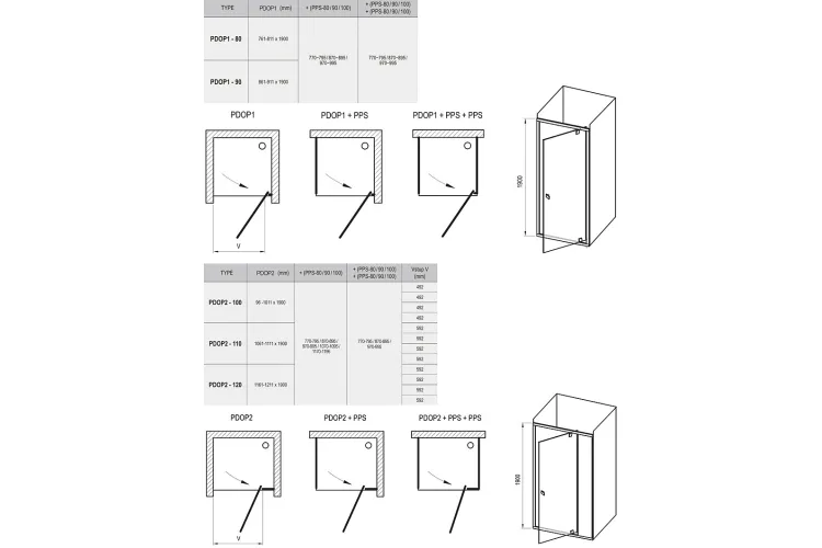 Душові двері  PIVOT PDOP1-90 Білий/Хром Transparent 03G70100Z1 зображення 2