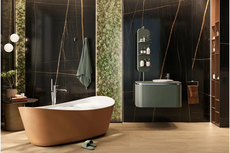 ROUND Змішувач підлоговий для ванни/душу зі шлангом 150 см та ручним душем, хром (100209423) зображення 2