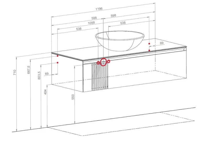 Тумба МАНХЕТТЕН зі стільницею з керамограніту Namibia Black 100 см консольна без умивальника, білий матовий зображення 5