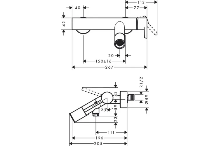 Змішувач Axor Starck Lever для ванни, Chrome 10465000 зображення 2