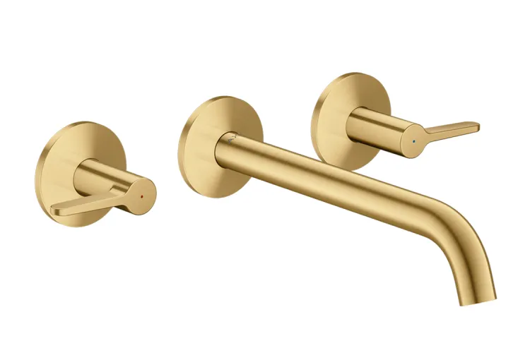 Змішувач AXOR One Lever 220 для умивальника зі стіни на 3 отвори, Brushed Gold Optic 48431250 зображення 1