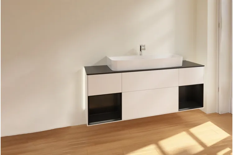 FINION Тумба під умивальник 1600x603x501 White Matt Lacquer/Black Matt Lacquer, скло Black ( G212PDMT) image 3