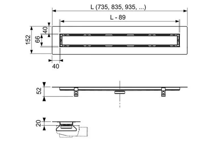 Прямий зливний канал TECE 1235мм (651200) image 2