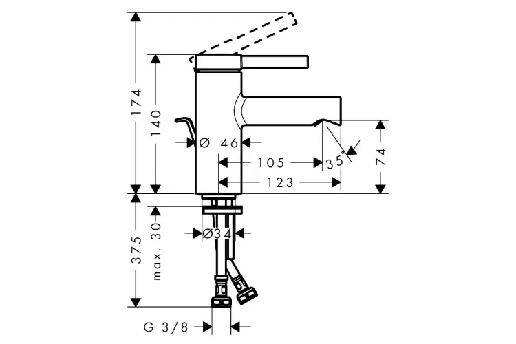 Змішувач Zesis S 70 CoolStart для умивальника з донним клапаном pop-up, Matt Black (74710670) image 2