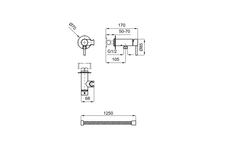 Зовнішня частина для гігієнічного зміш. з шлангом та тримачем, brushed stainless steel (100349600) зображення 2