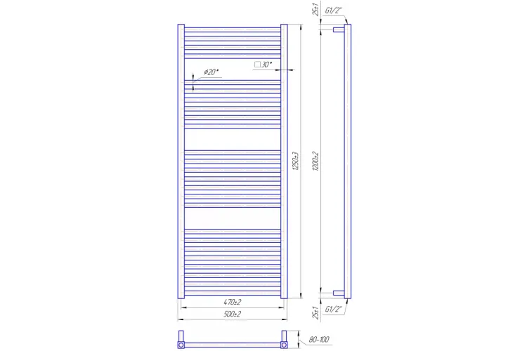 Рушникосушка Гера 1250х500/470, білий глянець image 2