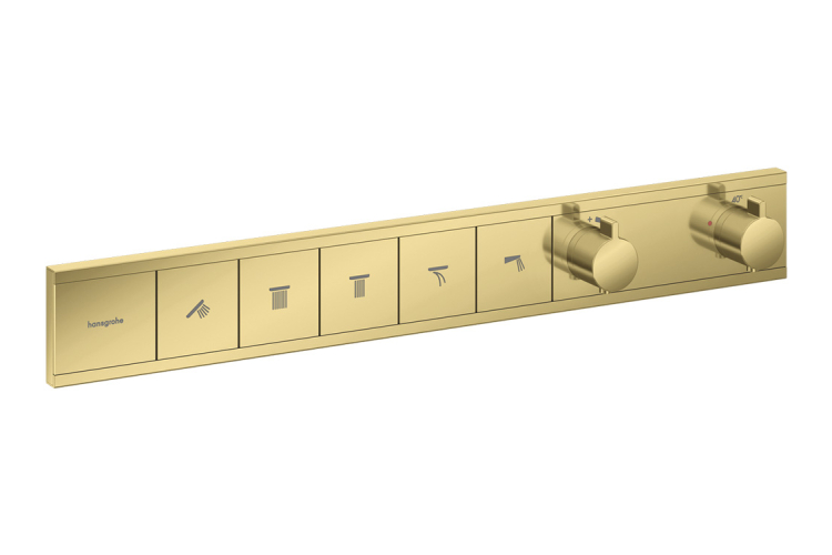 Термостат прихованого монтажу RainSelect на 5 клавіш, Polished Gold Optic (15384990) зображення 1