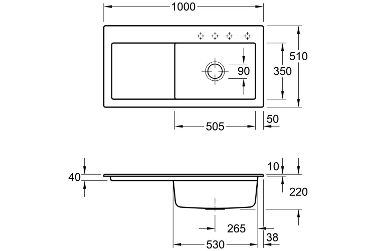 SUBWAY 60 XL Кухонна мийка 100x51 cм,  чаша праворуч, без отвору під змішувач (671901R1) White Alpine CeramicPlus image 4