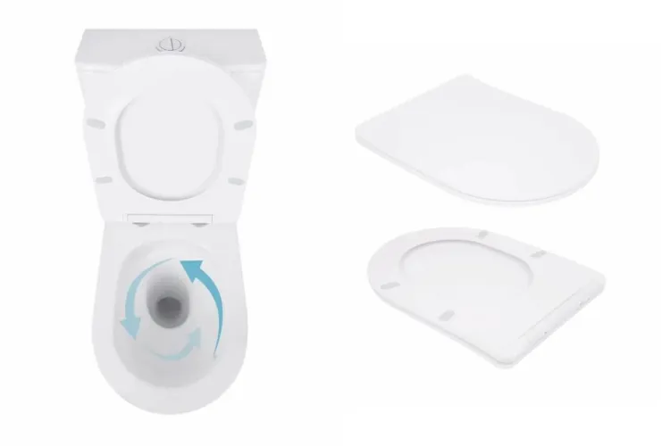 SCORPIO Унітаз-компакт Ultra Quiet (QT14226088AW) з сидінням дюропластовим Slim повільнопадаючим, White image 2