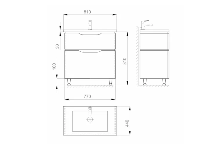 Тумба ALESSA 80 біла з умивальником IDEA, 2F, MV0000869 image 4