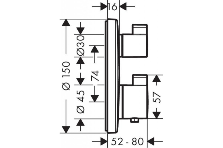 Термостат прихованого монтажу Ecostat S з запірним вентилем 1Jet (15757000) зображення 2