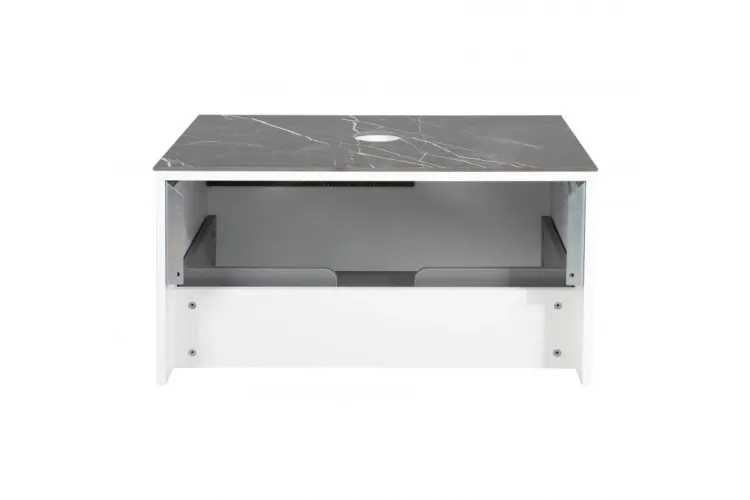 Тумба ОСТІН зі стіл. керамограніт Namibia Black 80 см (конс.) , білий мат, без умивал. image 5