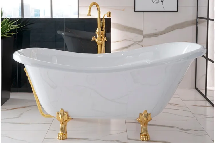 Ванна акрилова OTYLIA ретро 160х77 з ногами золото image 2