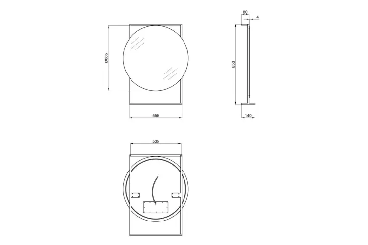 Qtap Taurus Дзеркало 700х850.LED sensor switch.Black/Whitish OAK зображення 2